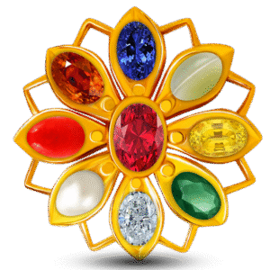 Veliyath Navaratna Lotus Pendant – 22KT Gold with Certified Nine Gemstones
